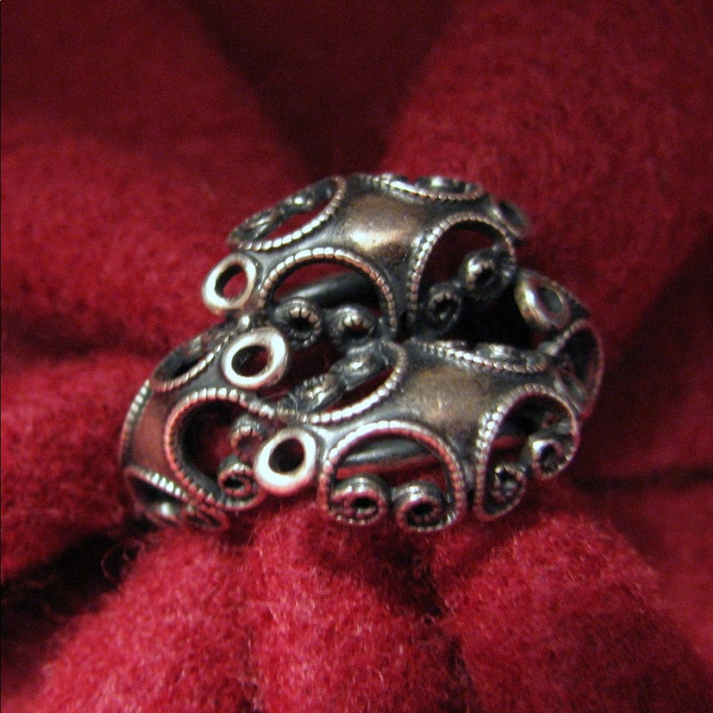 Vintage sterling silver BEAU filigree ring